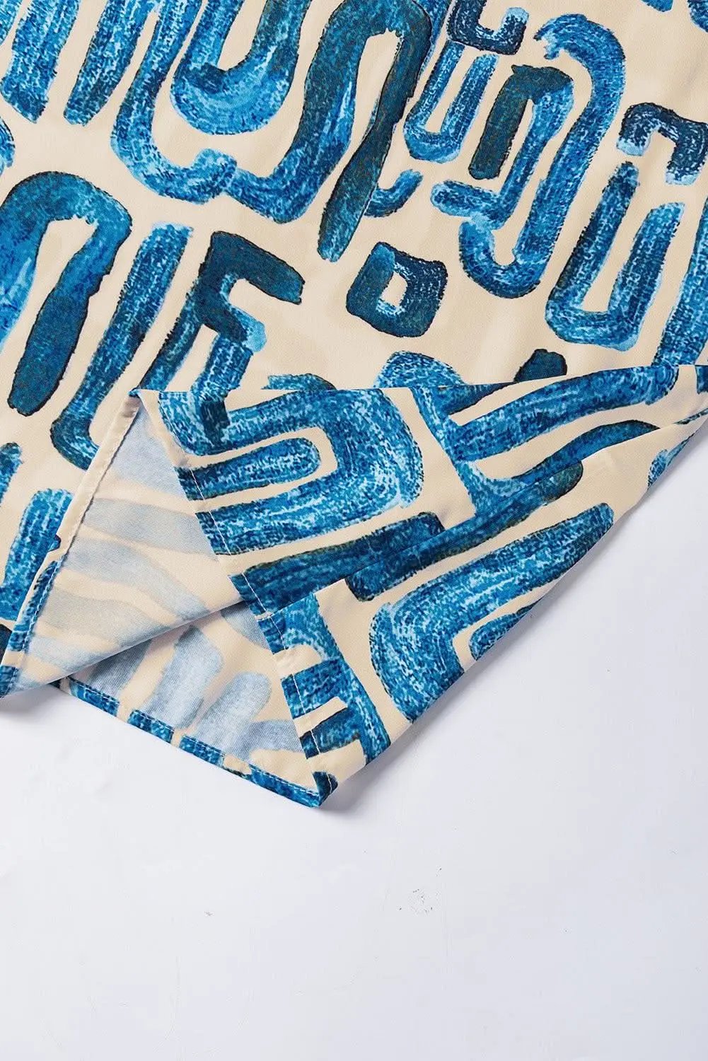 Beige Embroidered Puff Sleeve Frilled Neck Printed Top - Love Salve